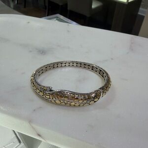 John Hardy Sterling Silver & 18K  Yellow Gold Dot Bracelet 6.5”